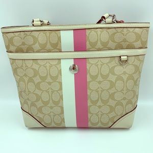 COACH Zip Tote Signature PVC Pink Interior Handbag